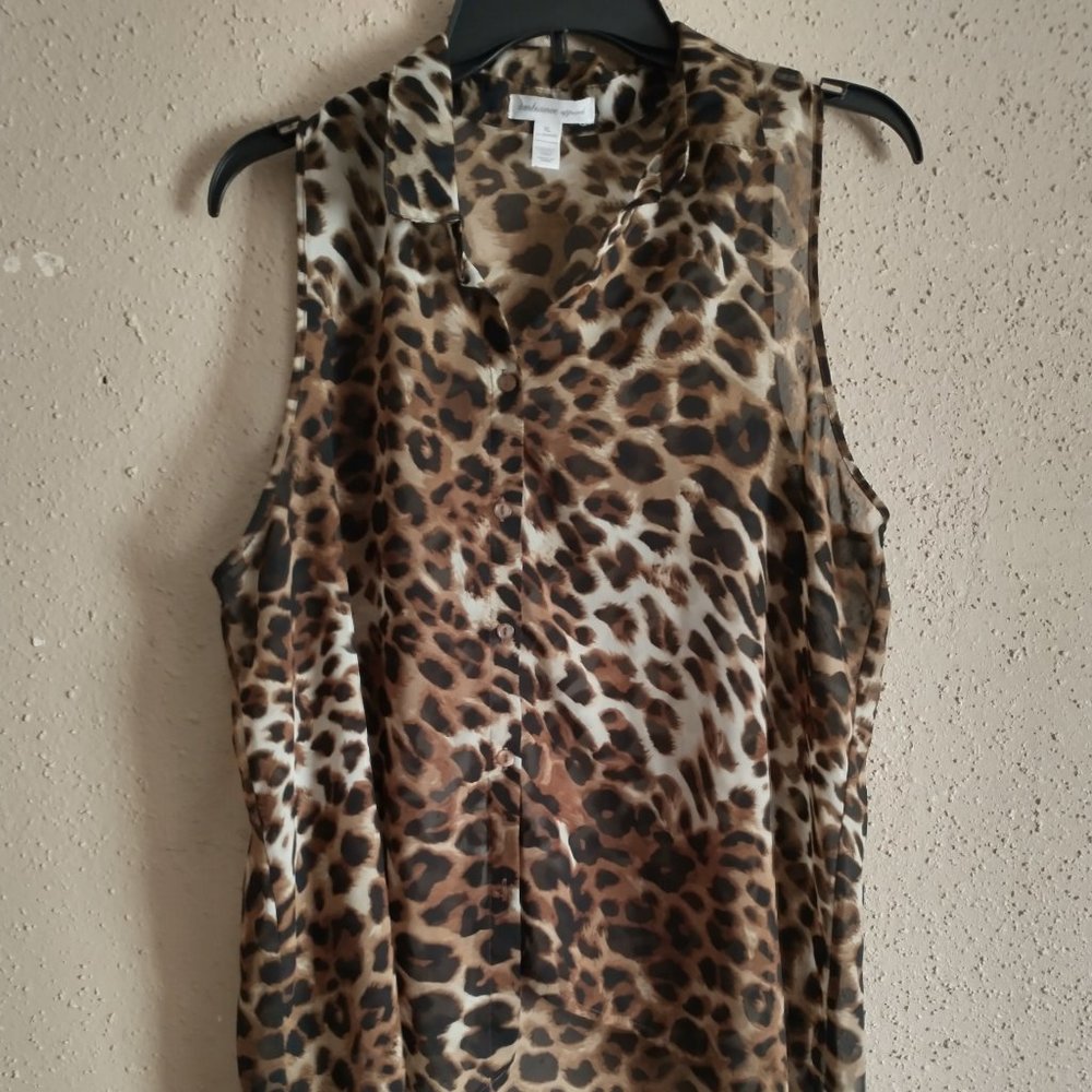 TOP, SHELL, SLEEVLESS, SHEER TUNIC